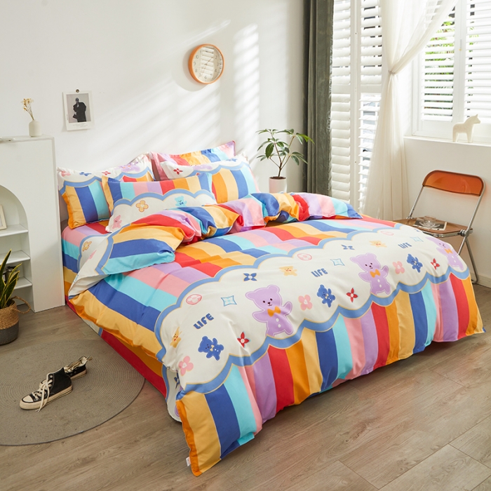 91家纺网 家纺一手货源 找家纺 仟人梦 2024新款直播爆款植物羊绒四件套单被套 AA欢乐小熊