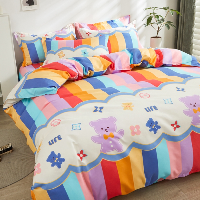 91家纺网 家纺一手货源 找家纺 仟人梦 2024新款直播爆款植物羊绒四件套单被套 AA欢乐小熊