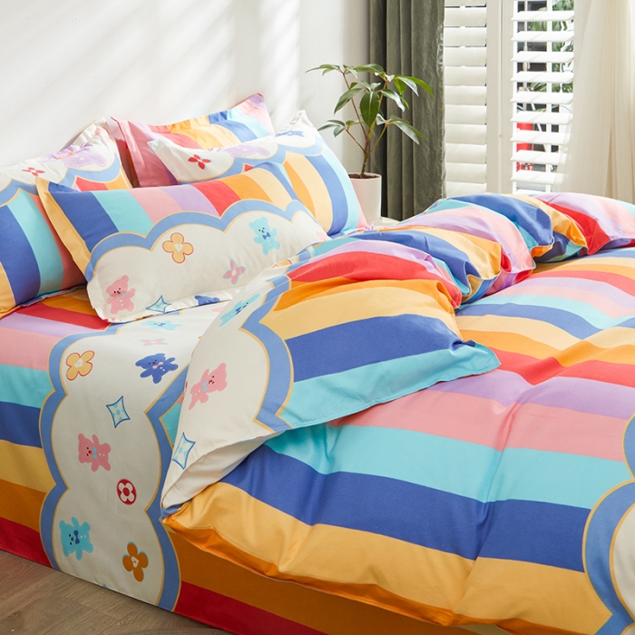 91家纺网 家纺一手货源 找家纺 仟人梦 2024新款直播爆款植物羊绒四件套单被套 AA欢乐小熊