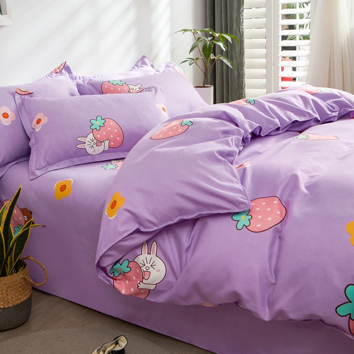 91家纺网 家纺一手货源 找家纺 仟人梦 2024新款直播爆款植物羊绒四件套单被套 可爱兔