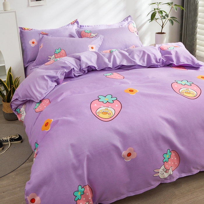 91家纺网 家纺一手货源 找家纺 仟人梦 2024新款直播爆款植物羊绒四件套单被套 可爱兔