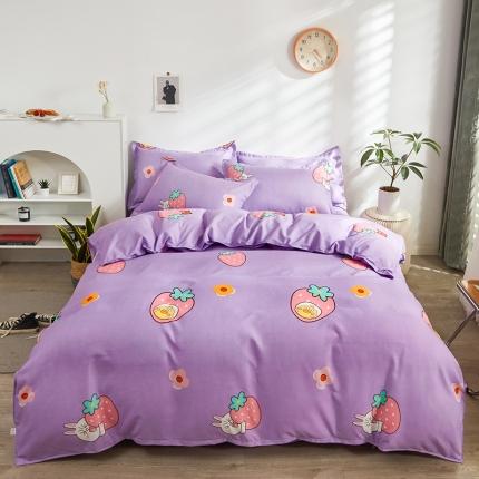 仟人梦 2024新款直播爆款植物羊绒四件套单被套 可爱兔