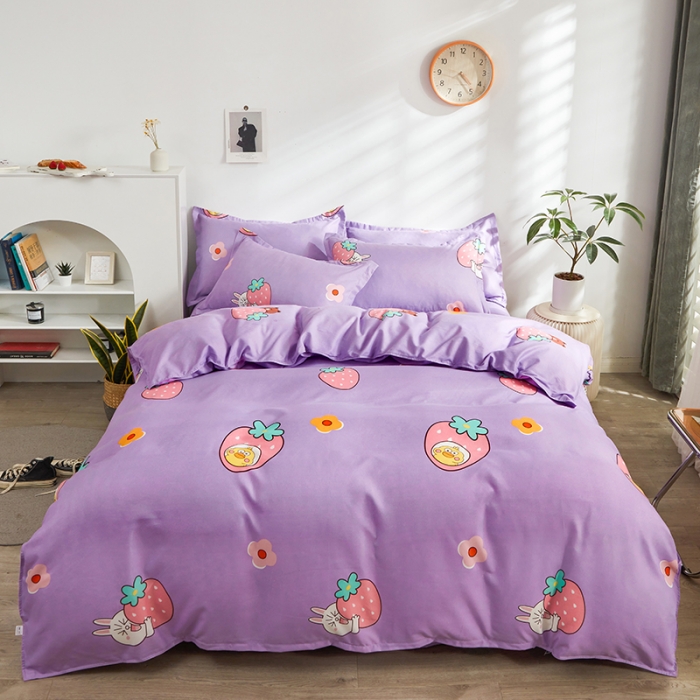 91家纺网 家纺一手货源 找家纺 仟人梦 2024新款直播爆款植物羊绒四件套单被套 可爱兔