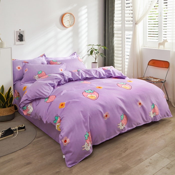 91家纺网 家纺一手货源 找家纺 仟人梦 2024新款直播爆款植物羊绒四件套单被套 可爱兔