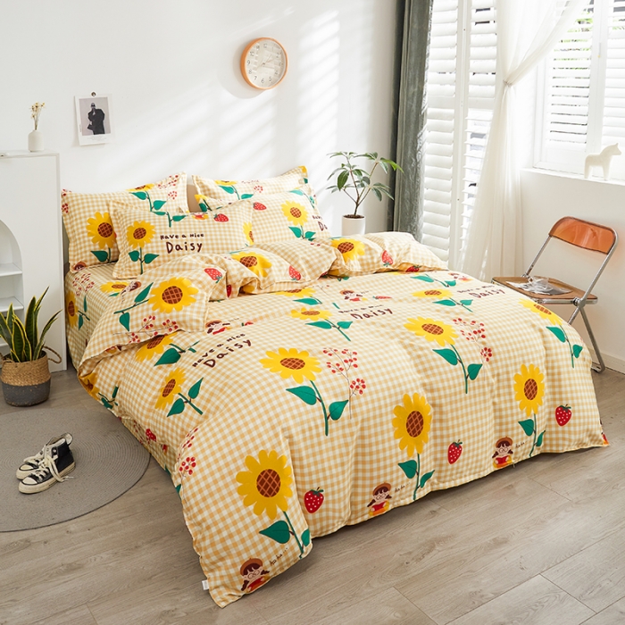 91家纺网 家纺一手货源 找家纺 仟人梦 2024新款直播爆款植物羊绒四件套单被套 向阳花开