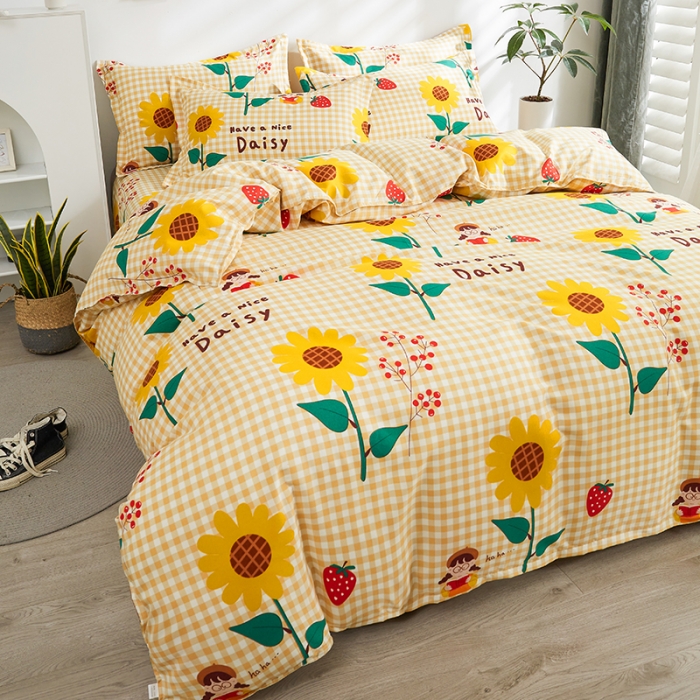 91家纺网 家纺一手货源 找家纺 仟人梦 2024新款直播爆款植物羊绒四件套单被套 向阳花开