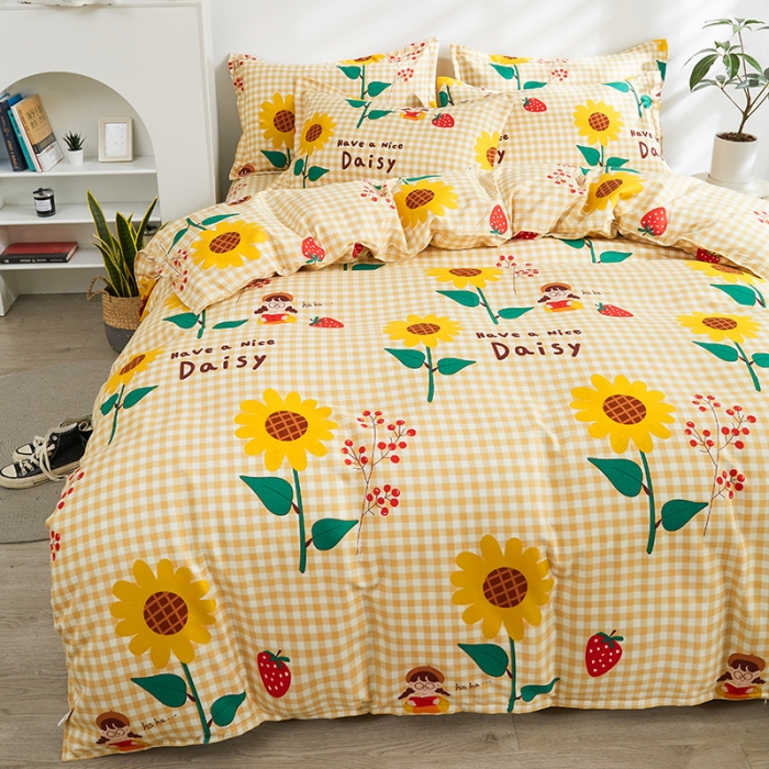 91家纺网 家纺一手货源 找家纺 仟人梦 2024新款直播爆款植物羊绒四件套单被套 向阳花开