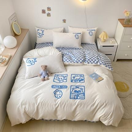 91家纺网 家纺一手货源 找家纺 （总）三朵 2023新款全棉水洗棉毛巾绣花四件套