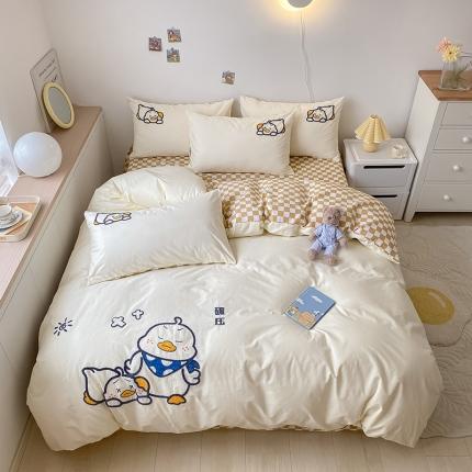 91家纺网 家纺一手货源 找家纺 （总）三朵 2023新款全棉水洗棉毛巾绣花四件套