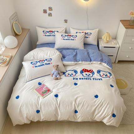 91家纺网 家纺一手货源 找家纺 （总）三朵 2023新款全棉水洗棉毛巾绣花四件套