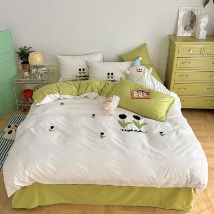 91家纺网 家纺一手货源 找家纺 （总）三朵 2023新款全棉水洗棉毛巾绣花四件套