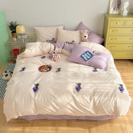 91家纺网 家纺一手货源 找家纺 （总）三朵 2023新款全棉水洗棉毛巾绣花四件套