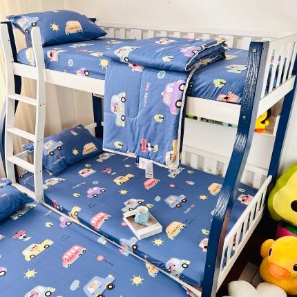 91家纺网 家纺一手货源 找家纺 小虾米 2023新款卡通系列全棉夏被 宝宝巴士蓝