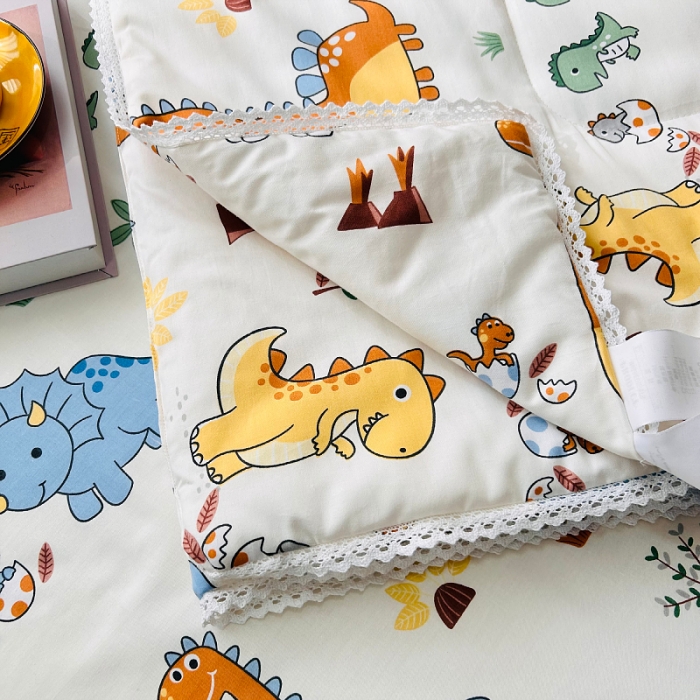 91家纺网 家纺一手货源 找家纺 小虾米 2023新款卡通系列全棉夏被 恐龙仔仔