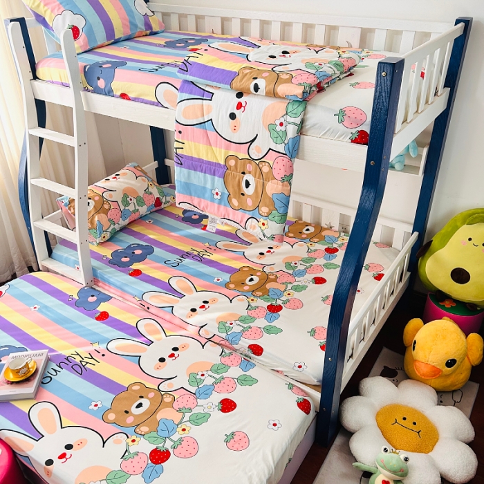 91家纺网 家纺一手货源 找家纺 小虾米 2023新款卡通系列全棉夏被 天真小兔