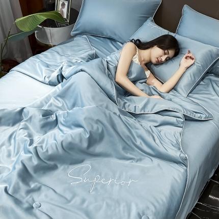 91家纺网 家纺一手货源 找家纺 （总）吾诺 2025字母刺绣水洗天丝夏被四件套 水洗真丝夏凉被直播