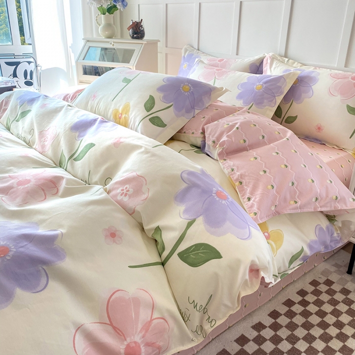 91家纺网 家纺一手货源 找家纺 帛织澜  2025新款全棉喷气12868系列纯棉四件套 惊鸿仙子