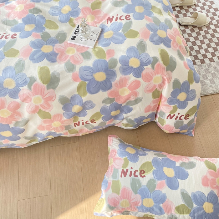 91家纺网 家纺一手货源 找家纺 帛织澜  2025新款全棉喷气12868系列纯棉四件套 蓝海晨光