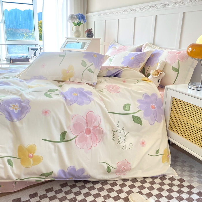 91家纺网 家纺一手货源 找家纺 帛织澜  2025新款全棉喷气12868系列纯棉四件套 惊鸿仙子