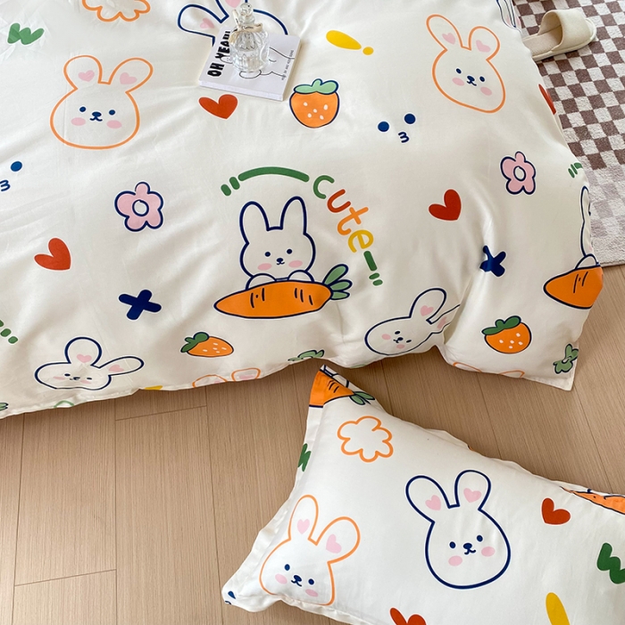 91家纺网 家纺一手货源 找家纺 帛织澜  2025新款全棉喷气12868系列纯棉四件套 萝卜兔