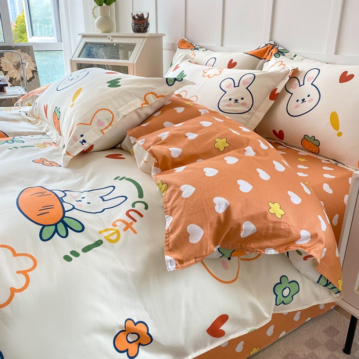 91家纺网 家纺一手货源 找家纺 帛织澜  2025新款全棉喷气12868系列纯棉四件套 萝卜兔