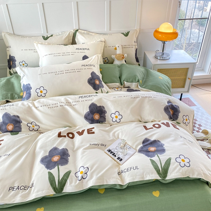 91家纺网 家纺一手货源 找家纺 帛织澜  2025新款全棉喷气12868系列纯棉四件套 绿蔓