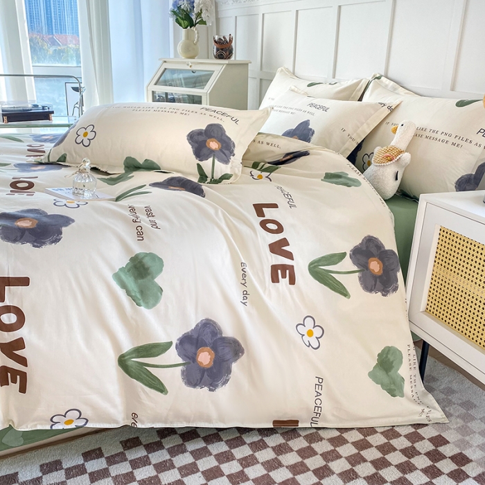 91家纺网 家纺一手货源 找家纺 帛织澜  2025新款全棉喷气12868系列纯棉四件套 绿蔓