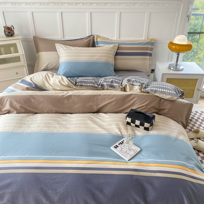 91家纺网 家纺一手货源 找家纺 帛织澜  2025新款全棉喷气12868系列纯棉四件套 莫兰迪-兰