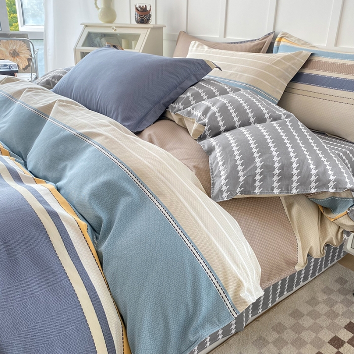 91家纺网 家纺一手货源 找家纺 帛织澜  2025新款全棉喷气12868系列纯棉四件套 莫兰迪-兰