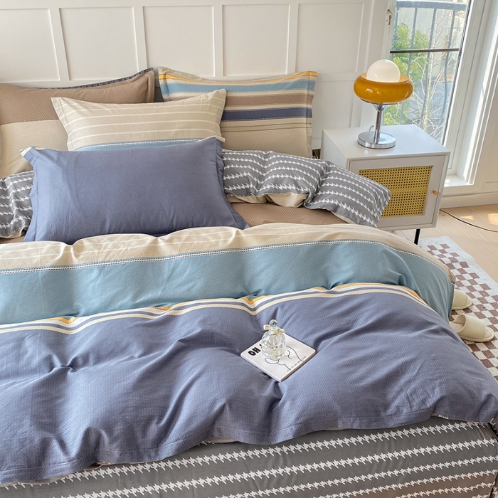 91家纺网 家纺一手货源 找家纺 帛织澜  2025新款全棉喷气12868系列纯棉四件套 莫兰迪-兰