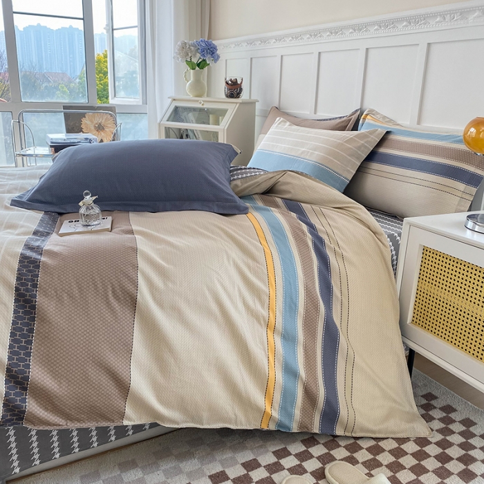 91家纺网 家纺一手货源 找家纺 帛织澜  2025新款全棉喷气12868系列纯棉四件套 莫兰迪-兰