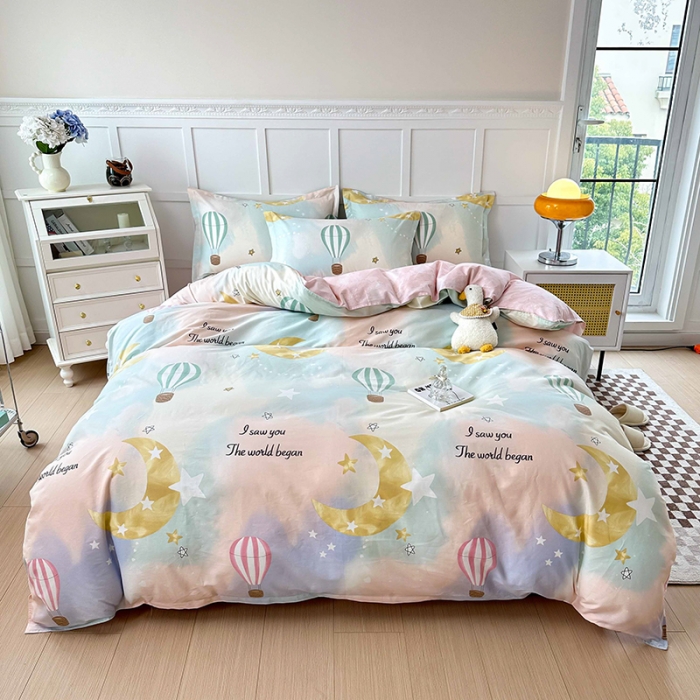 91家纺网 家纺一手货源 找家纺 帛织澜  2025新款全棉喷气12868系列纯棉四件套 热气球