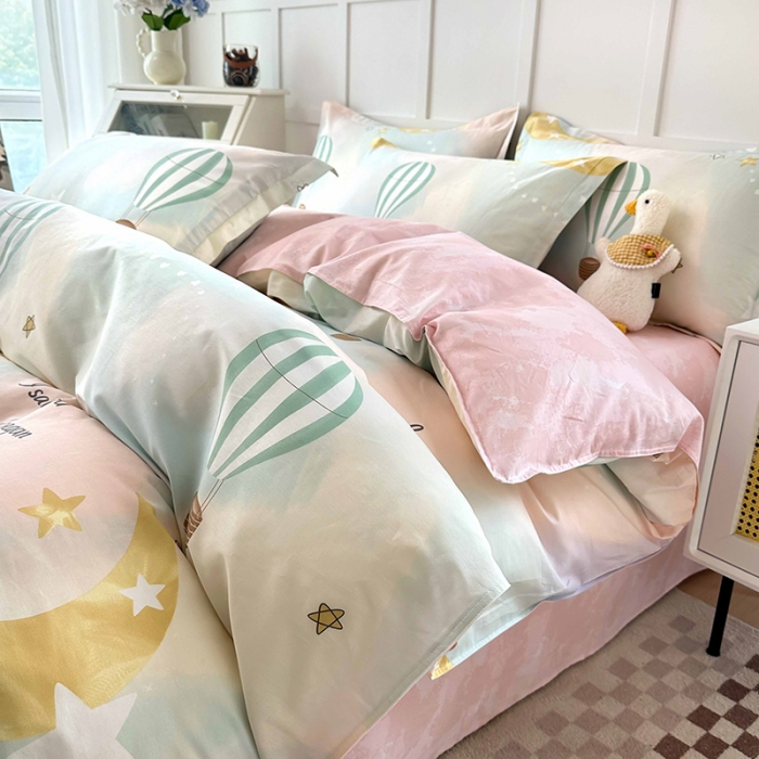 91家纺网 家纺一手货源 找家纺 帛织澜  2025新款全棉喷气12868系列纯棉四件套 热气球