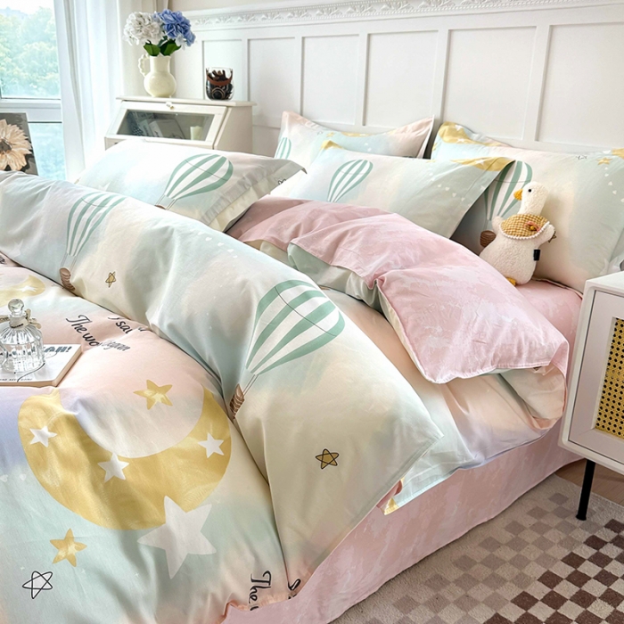 91家纺网 家纺一手货源 找家纺 帛织澜  2025新款全棉喷气12868系列纯棉四件套 热气球