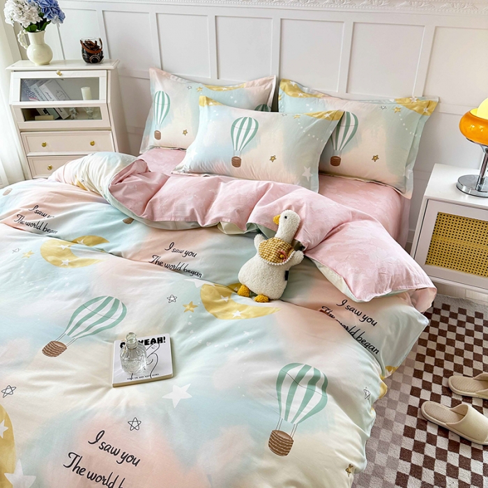 91家纺网 家纺一手货源 找家纺 帛织澜  2025新款全棉喷气12868系列纯棉四件套 热气球