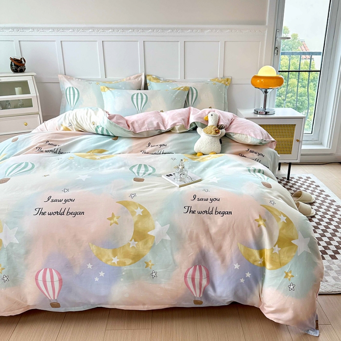 91家纺网 家纺一手货源 找家纺 帛织澜  2025新款全棉喷气12868系列纯棉四件套 热气球