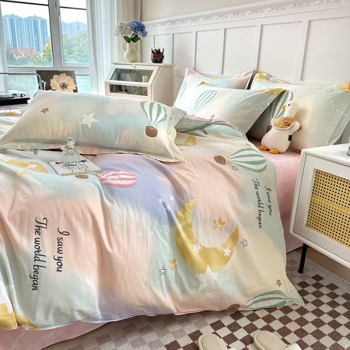 91家纺网 家纺一手货源 找家纺 帛织澜  2025新款全棉喷气12868系列纯棉四件套 热气球