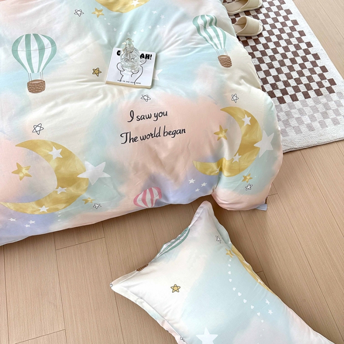 91家纺网 家纺一手货源 找家纺 帛织澜  2025新款全棉喷气12868系列纯棉四件套 热气球