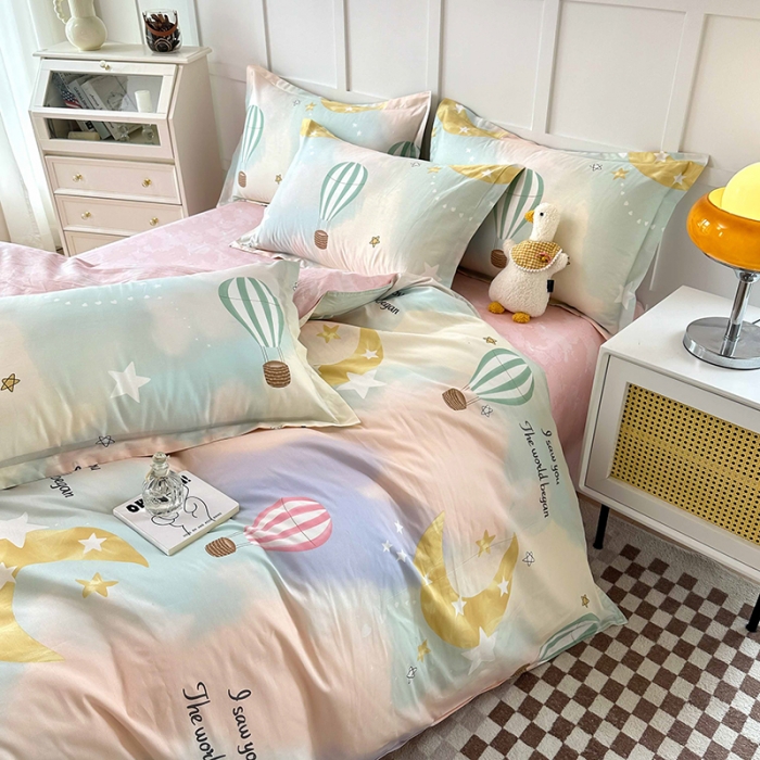 91家纺网 家纺一手货源 找家纺 帛织澜  2025新款全棉喷气12868系列纯棉四件套 热气球