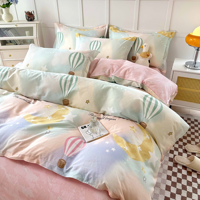 91家纺网 家纺一手货源 找家纺 帛织澜  2025新款全棉喷气12868系列纯棉四件套 热气球