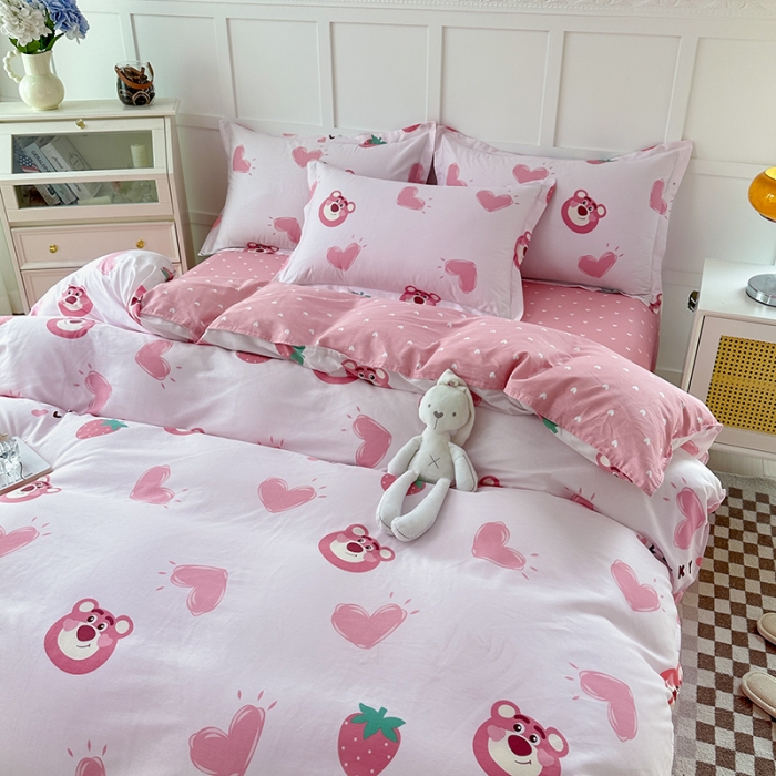 91家纺网 家纺一手货源 找家纺 帛织澜  2025新款全棉喷气12868系列纯棉四件套 甜心乐园