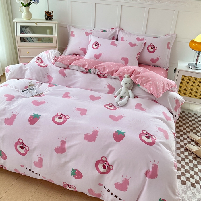 91家纺网 家纺一手货源 找家纺 帛织澜  2025新款全棉喷气12868系列纯棉四件套 甜心乐园