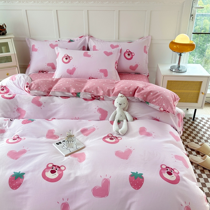 91家纺网 家纺一手货源 找家纺 帛织澜  2025新款全棉喷气12868系列纯棉四件套 甜心乐园