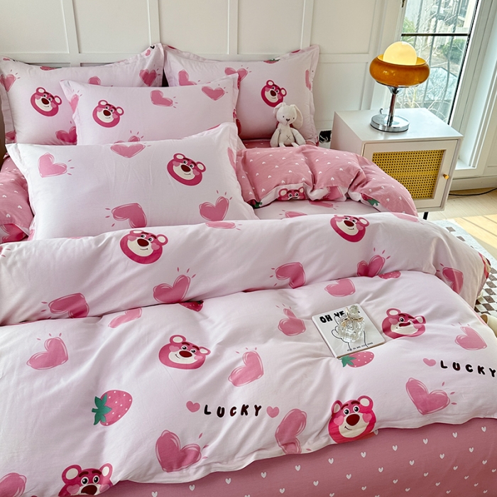 91家纺网 家纺一手货源 找家纺 帛织澜  2025新款全棉喷气12868系列纯棉四件套 甜心乐园