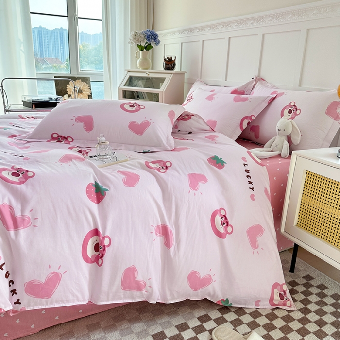 91家纺网 家纺一手货源 找家纺 帛织澜  2025新款全棉喷气12868系列纯棉四件套 甜心乐园