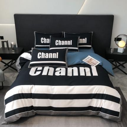 91家纺网 家纺一手货源 找家纺 总 色鬼布艺 2023新款13376纯棉潮牌床单床笠款四件套