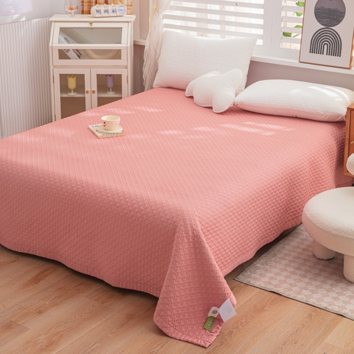 91家纺网 家纺一手货源 找家纺 卡奥  2023新款天丝床盖夏被 绯樱粉