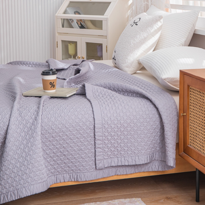 91家纺网 家纺一手货源 找家纺 卡奥  2023新款天丝床盖夏被 罗马灰