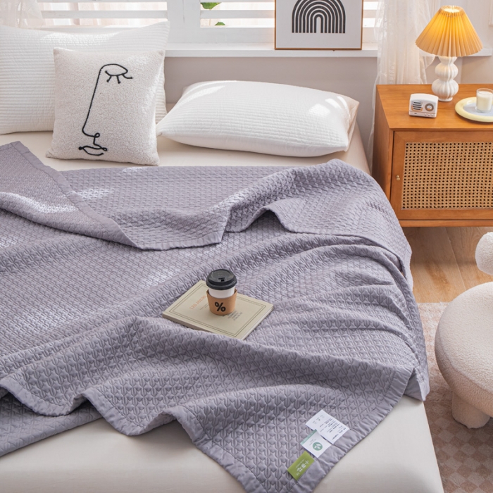 91家纺网 家纺一手货源 找家纺 卡奥  2023新款天丝床盖夏被 罗马灰