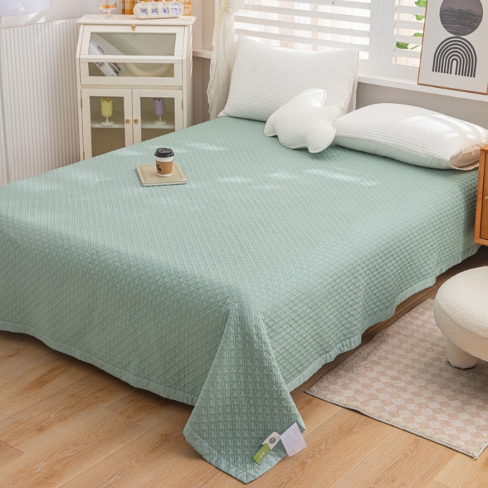 91家纺网 家纺一手货源 找家纺 卡奥  2023新款天丝床盖夏被 莫兰迪绿